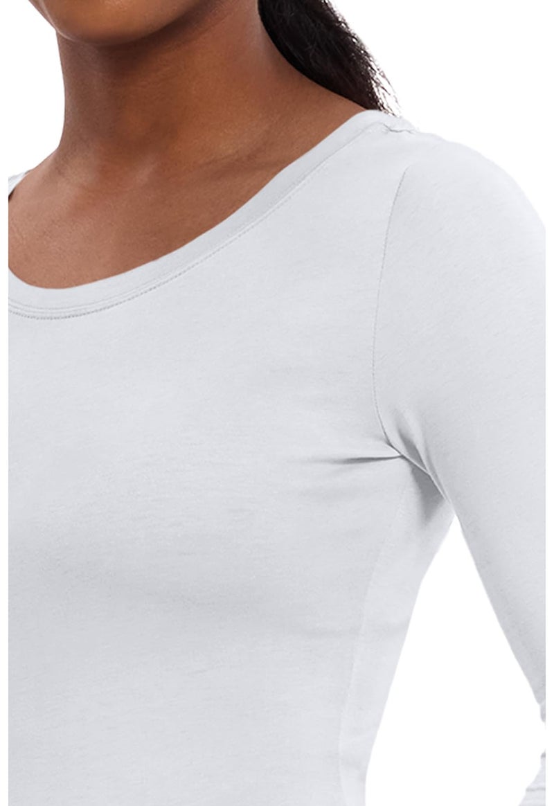 Healing Hands Women's Underscrub Soft Knit Melissa Longsleeve Scrub Tee with Breathable & Easy Care Fabric Plus Size 5047, 2XL, White - Image 3